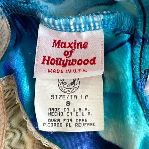 Maxine of Hollywood Pacific Blue Floral One Piece Swimsuit Size 8 - Picture 3 of 10